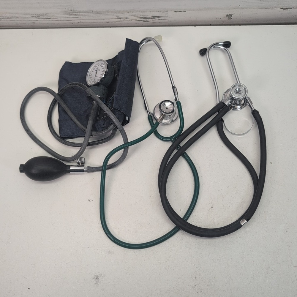 2 Stethoscopes + MABIS Aneroid Sphygmomanometer Adult Cuff